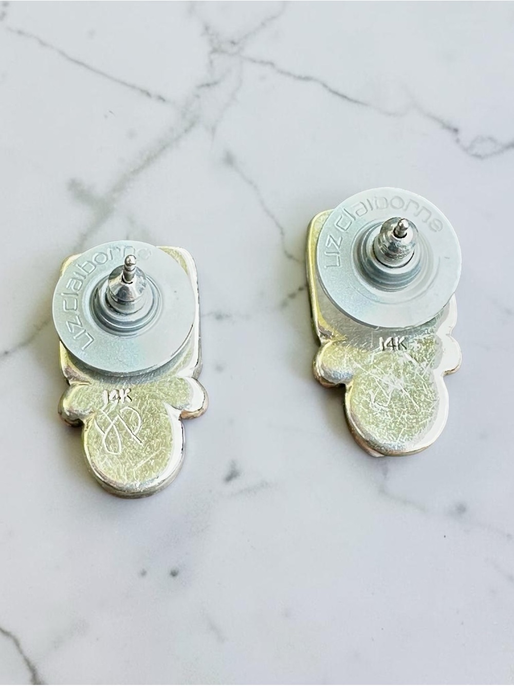 Natural nephrite Jade Earrings in Sterling Silver 925 & 14K Gold Accents - Picture 5 of 8